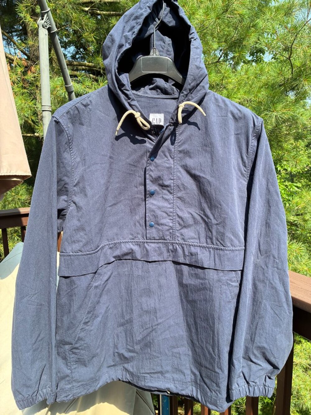 GAP hooded half-zip Mens Lightweight Jacket, Blue, XL, NEW!